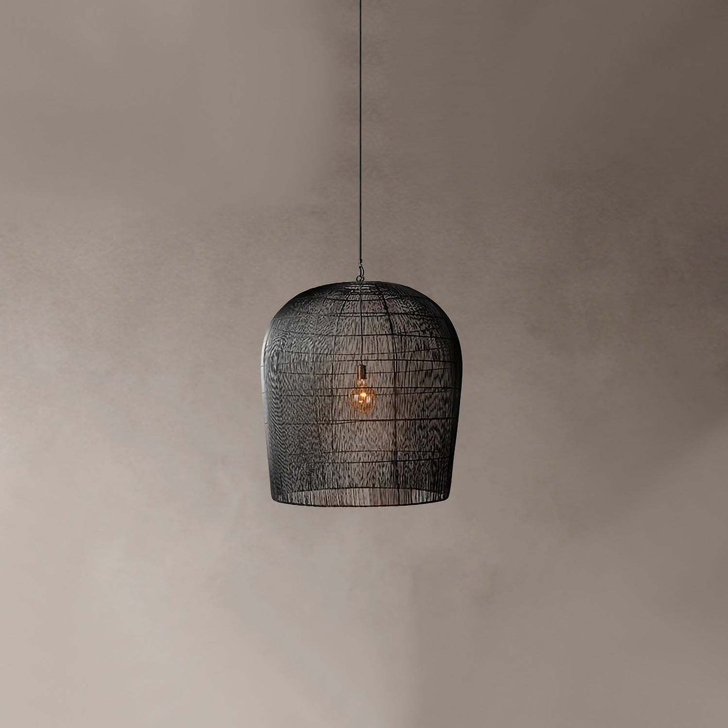 Zen Rattan LED Chandelier – 31 cm Handwoven Pendant for Tea Rooms & Studies – Duvencioglu