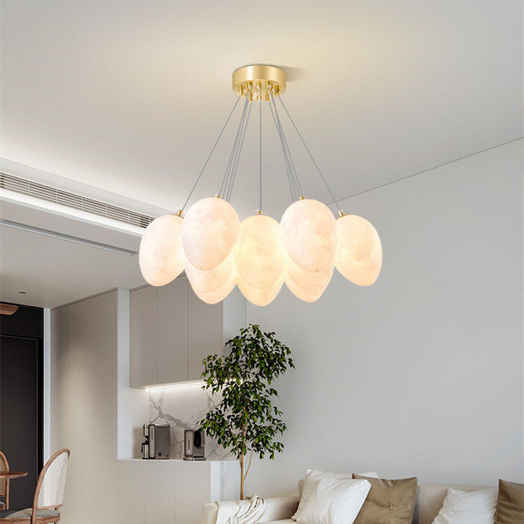 Nordic Moon Bubble LED Chandelier – 36–70 cm Tricolor Pendant (Model D6728) – Duvencioglu