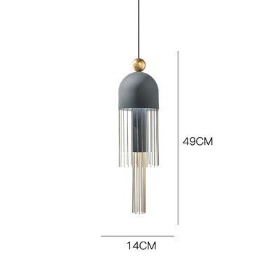Glass Tassel LED Chandelier – Iron Pendant for Bedroom & Living Room – Duvencioglu