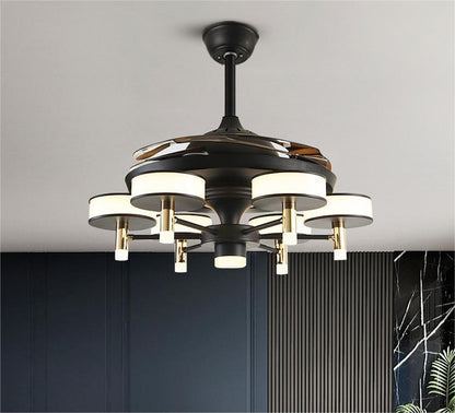 Modern Ceiling Fan Chandelier – 72″ All-Copper Motor & Tri-Color LED – Duvencioglu