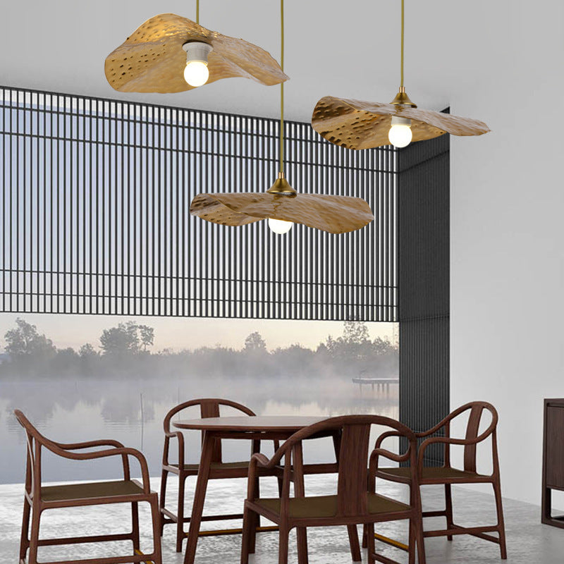 Postmodern Chinese Lotus Leaf Glass Chandelier – Stair & Tea Room Pendant – Duvencioglu