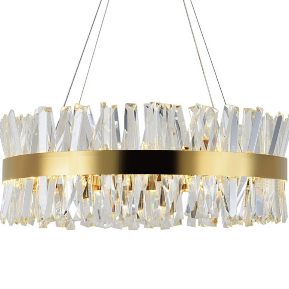 Stainless Steel K9 Crystal LED Chandelier – 60–100 cm Round & Rectangle Pendant – Duvencioglu