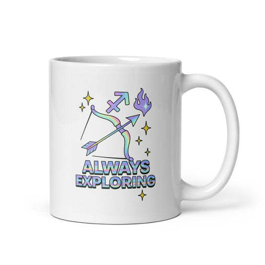 Sagittarius Mug – Always Exploring Holographic Zodiac Adventure Cup – Duvencioglu