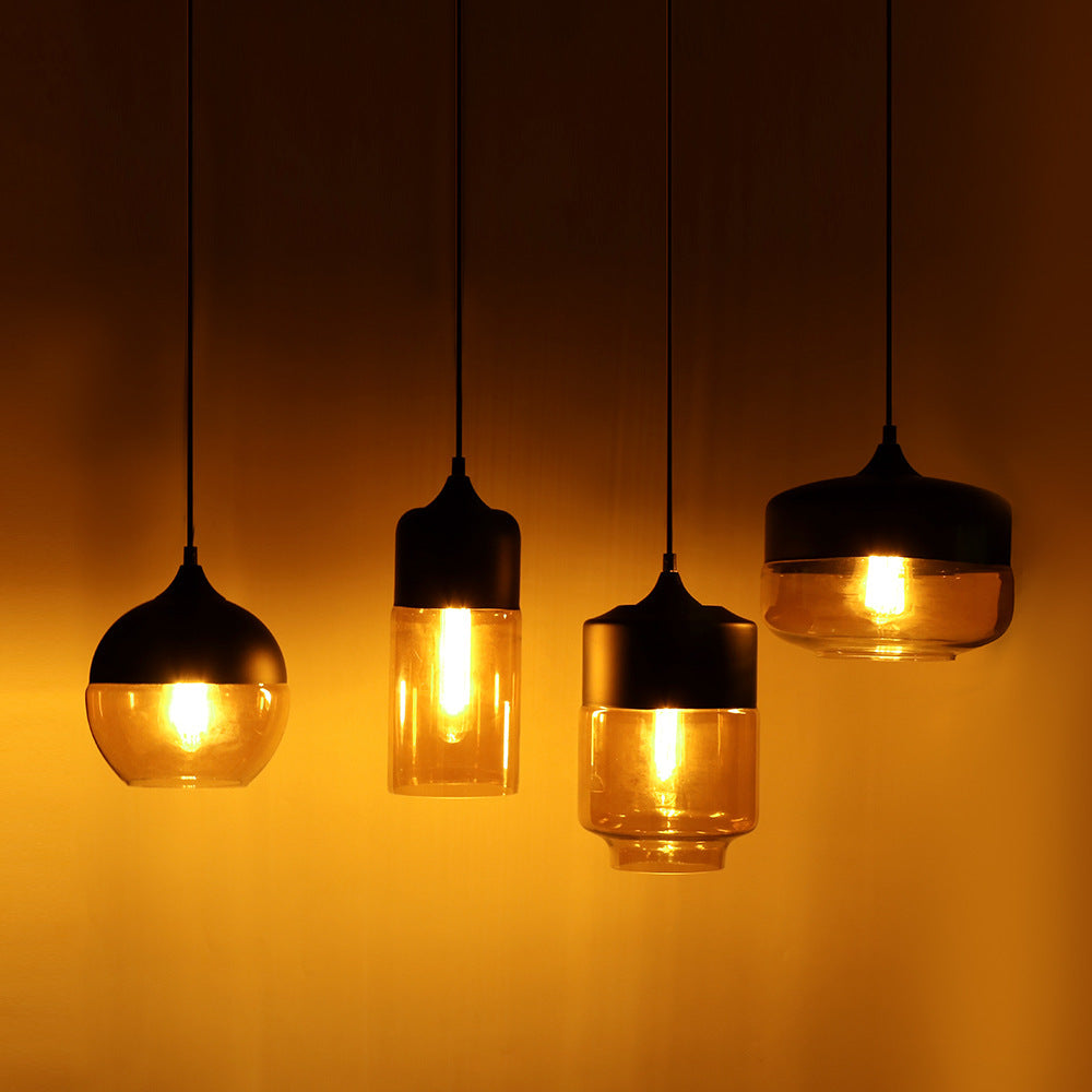 Modern Simplicity Glass Chandelier – Black Amber & Transparent – Duvencioglu