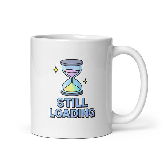 Still Loading Mug – Hourglass Y2K Funny Retro Aesthetic Coffee Cup – Duvencioglu