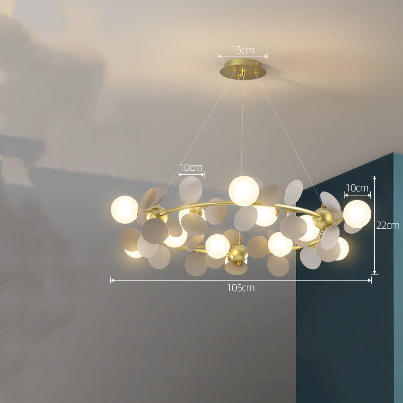 Nordic Minimalist Metal & Glass Chandelier – E27 Pendant Light (White/Grey/Color) – Duvencioglu