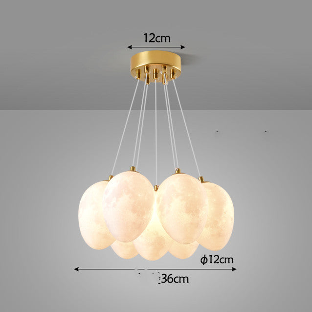 Nordic Moon Bubble LED Chandelier – 36–70 cm Tricolor Pendant (Model D6728) – Duvencioglu