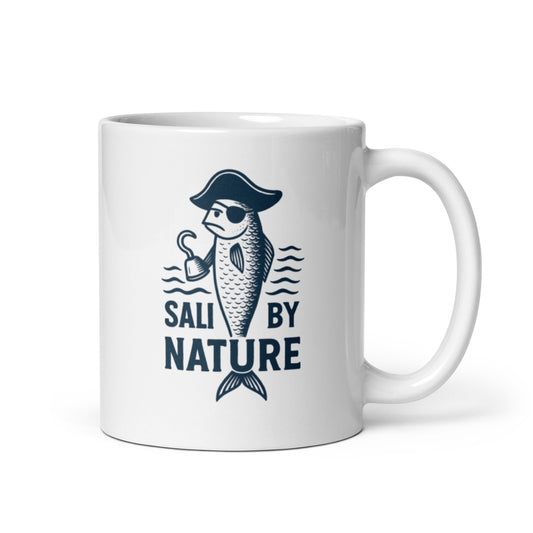 Salty by Nature Mug – Pirate Sardine Coffee Cup, Funny Nautical Sea Gift – Duvencioglu
