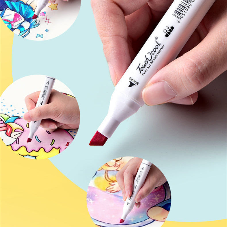 24-Color Double-Headed Marker Pen Set - Watercolor & Fine Tip – Duvencioglu