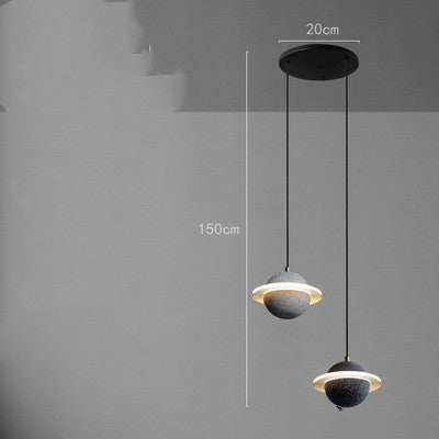 Modern Red Planet LED Chandelier – Single-Head Marble Pendant – Duvencioglu