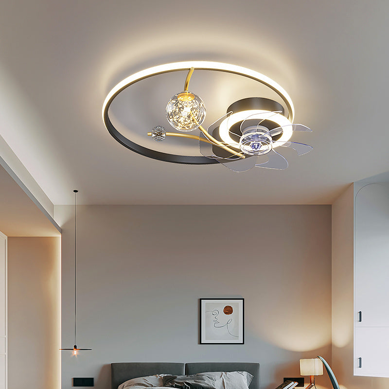 Nordic Remote-Control LED Ceiling Fan Chandelier – Gold & Black – Duvencioglu