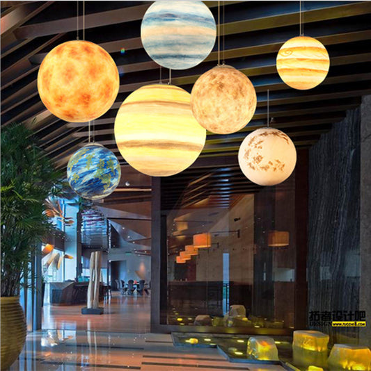 Nordic Industrial Moon LED Chandelier – Single-Head Pendant – Duvencioglu