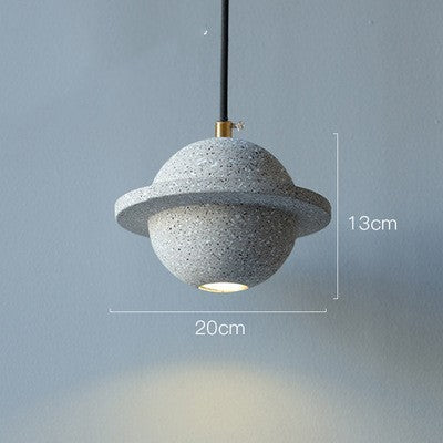 Modern Red Planet LED Chandelier – Single-Head Marble Pendant – Duvencioglu