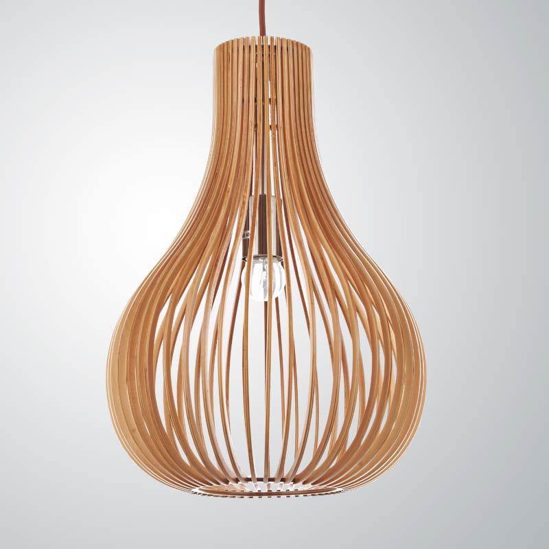 Nordic Bamboo Birdcage Wooden Chandelier – LED Art Pendant Light – Duvencioglu