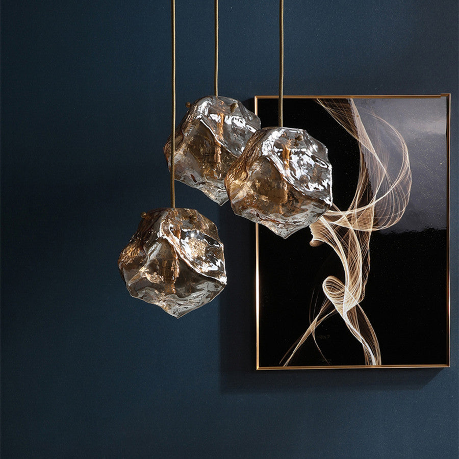 Minimalist Ice Cube Glass Chandelier – Creative Restaurant & Bar Pendant – Duvencioglu