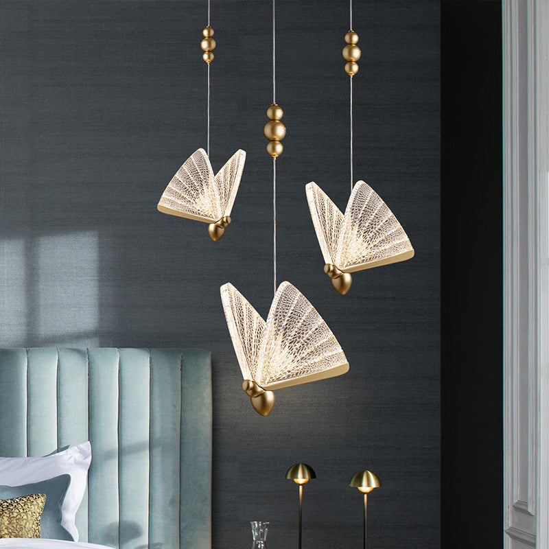 Modern Luxury Butterfly LED Chandelier – 170/220 cm Gold & Rainbow Pendant – Duvencioglu