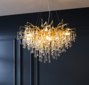 YST01 Postmodern Luxury Water-Drop Crystal LED Chandelier – 600 mm Pendant – Duvencioglu