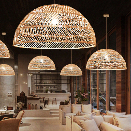 Southeast Asian Rattan Art Chandelier – LED Pendant for Restaurants & Tea Houses – Duvencioglu