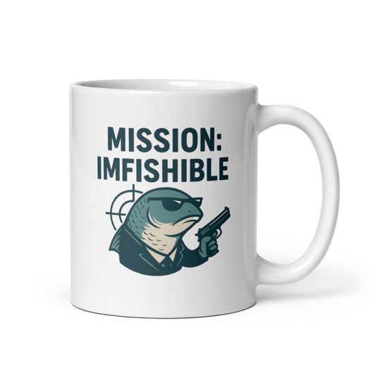 Mission: Imfishible Mug – Funny Spy Sardine Cup, Secret Agent Fish Gift – Duvencioglu