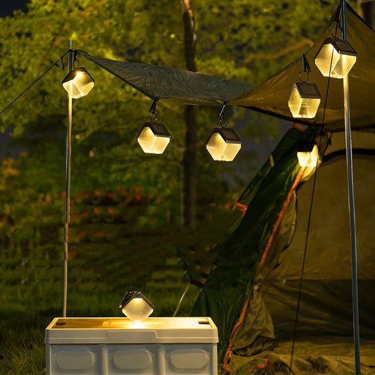 Outdoor Solar Ice Brick LED Chandelier – Dual-Color IP65 Pendant – Duvencioglu