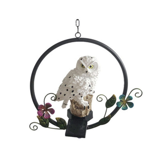 Solar LED Owl Garden Chandelier – Resin & Iron Outdoor Pendant – Duvencioglu