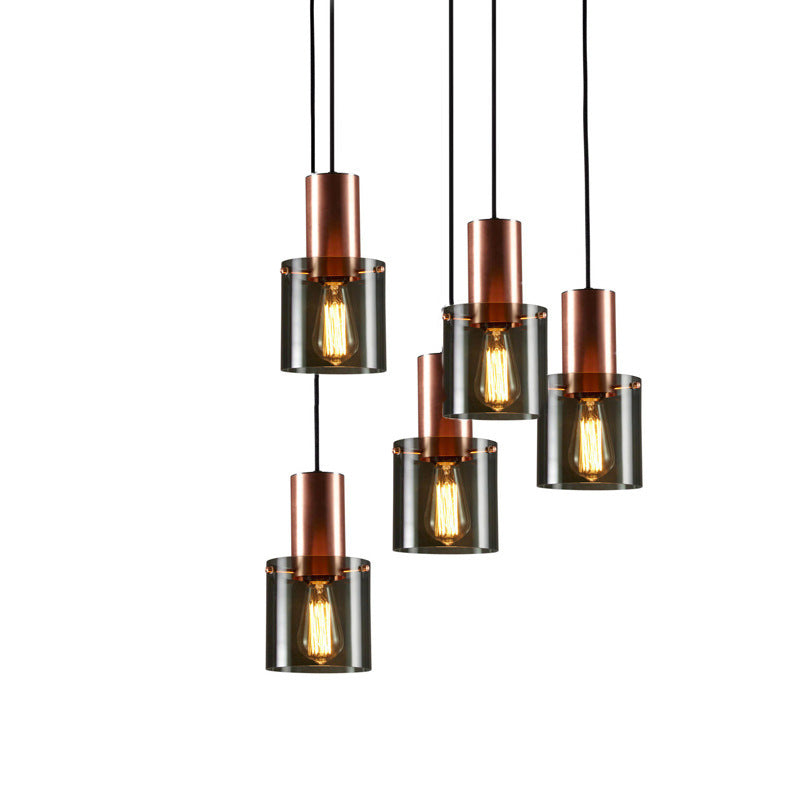 Rose Gold Electroplated Smoky Glass Chandelier – Small Bar & Bedside Pendant – Duvencioglu