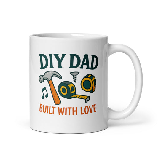 DIY Dad Mug – Built With Love Design – Father&#39;s Day Gift for Handy Dads – Workshop Coffee Cup – Creative and Practical Dad Gift – Duvencioglu