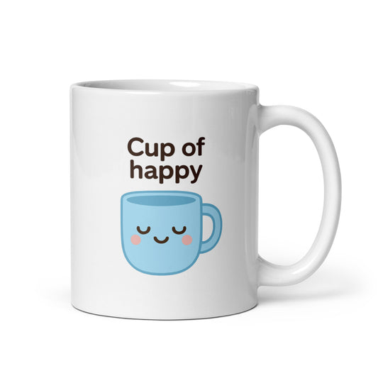 Cup of Happy Mug – Kawaii Blue Cup Illustration with Positive Vibes – Duvencioglu