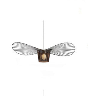 Straw Hat LED Chandelier – 60 cm Fabric Pendant Light – Duvencioglu