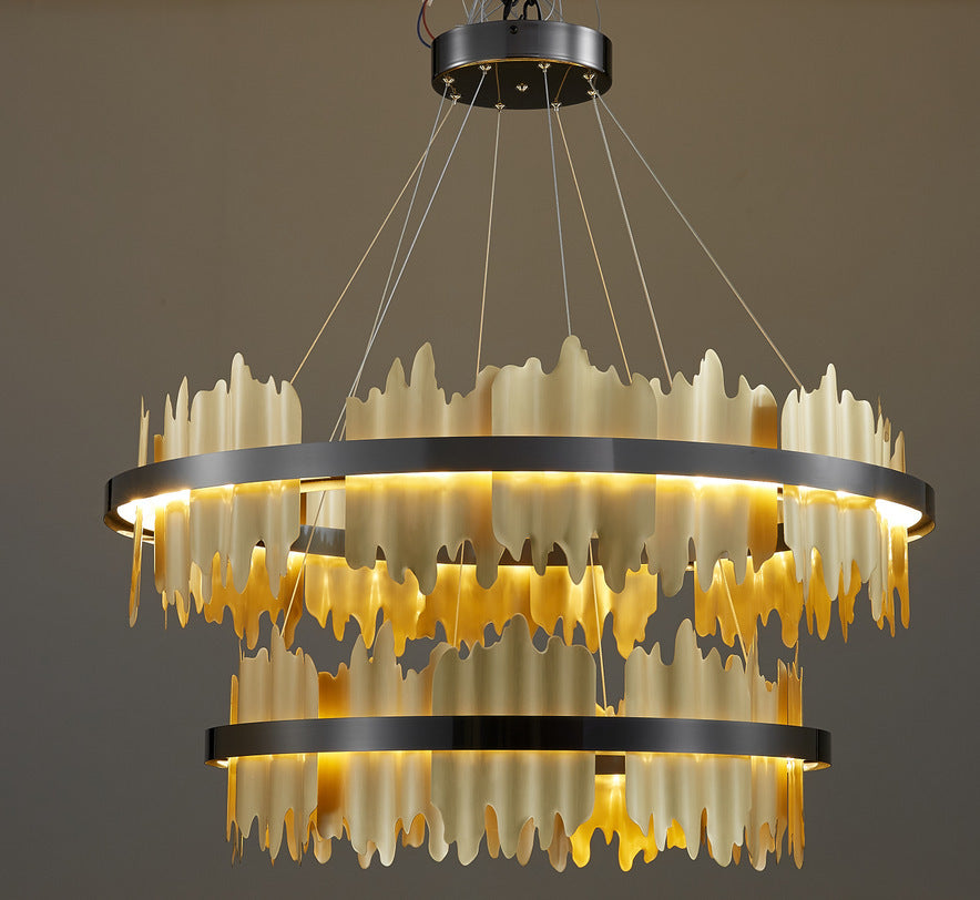 Postmodern Italian Luxury LED Chandelier – Ø 60/80 cm Organic Glass Pendant – Duvencioglu