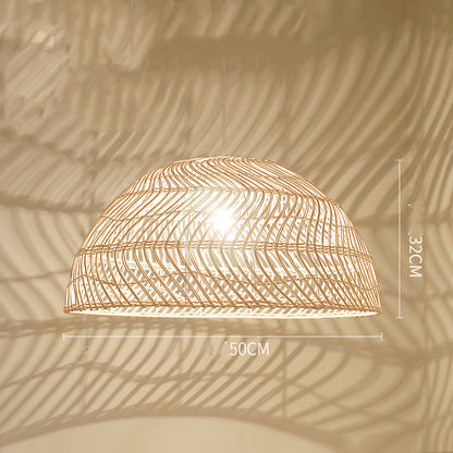 Southeast Asian Rattan Art Chandelier – LED Pendant for Restaurants & Tea Houses – Duvencioglu