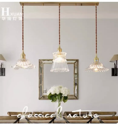 Luxury All-Copper Glass Chandelier – Nordic Bedside & Entry Pendant – Duvencioglu