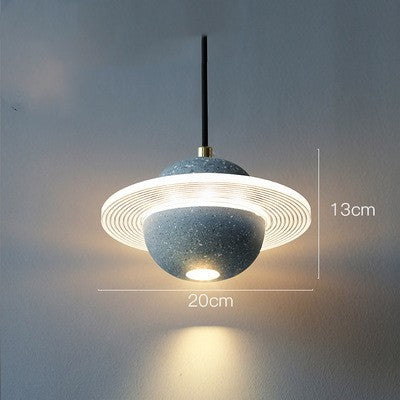 Modern Red Planet LED Chandelier – Single-Head Marble Pendant – Duvencioglu
