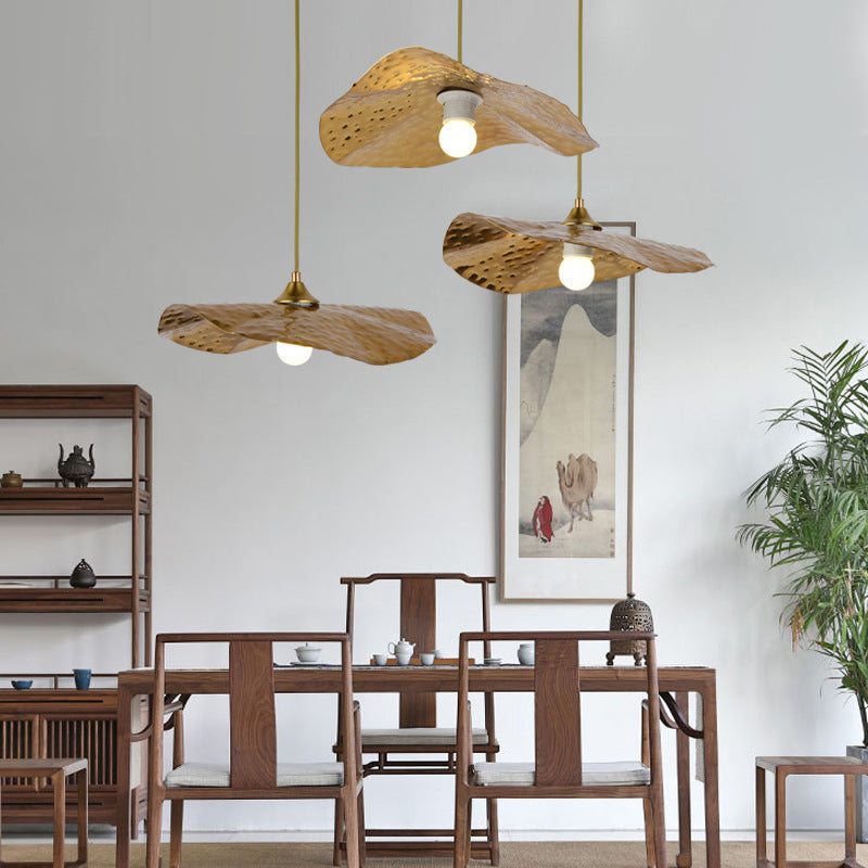 Postmodern Chinese Lotus Leaf Glass Chandelier – Stair & Tea Room Pendant – Duvencioglu
