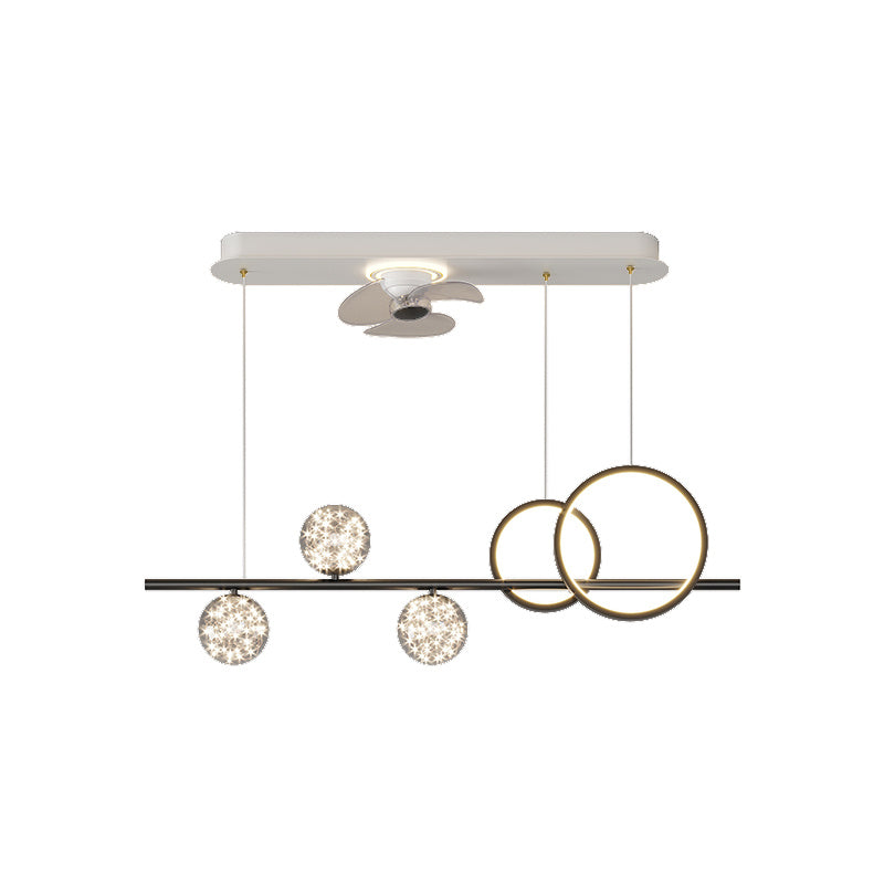 Smart Oscillating Fan Chandelier – Modern Iron & Acrylic LED Pendant – Duvencioglu