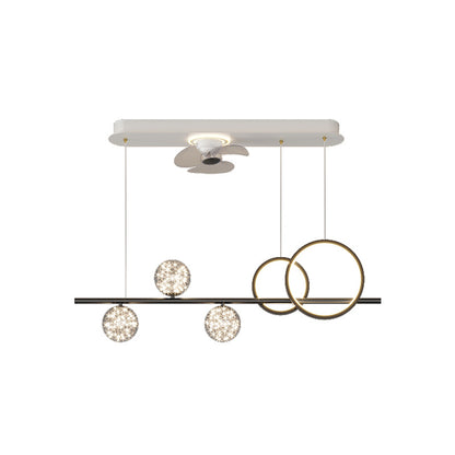 Smart Oscillating Fan Chandelier – Modern Iron & Acrylic LED Pendant – Duvencioglu