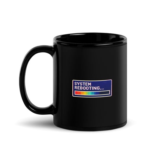 System Rebooting Mug – Glitch Pixel Progress Bar Design – Retro Tech Reset Aesthetic – Colorful Y2K Coffee Cup – Duvencioglu