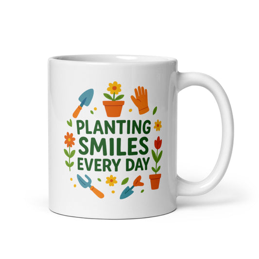 Gardening Dad Mug – Planting Smiles Every Day Design – Father&#39;s Day Gift for Garden Dads – Nature Lover Coffee Cup – Cozy Dad Present – Duvencioglu
