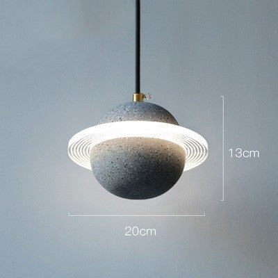 Modern Red Planet LED Chandelier – Single-Head Marble Pendant – Duvencioglu