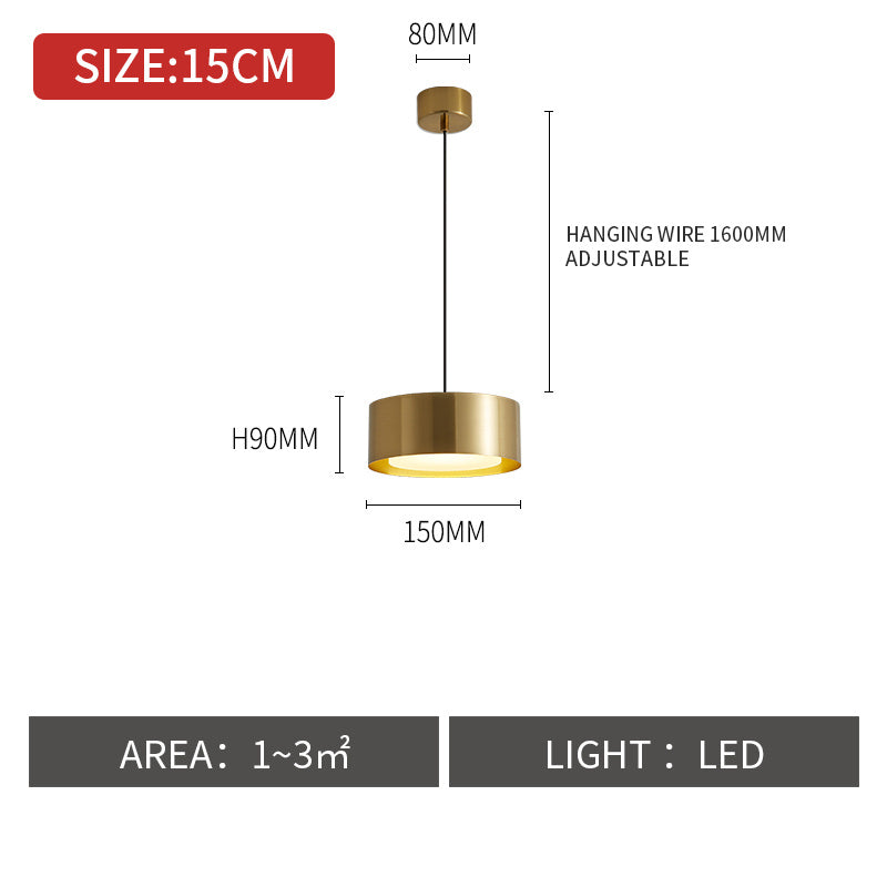 Scandinavian Single-Head LED Bedside Chandelier – Small Iron Pendant – Duvencioglu