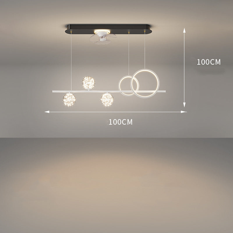Smart Oscillating Fan Chandelier – Modern Iron & Acrylic LED Pendant – Duvencioglu