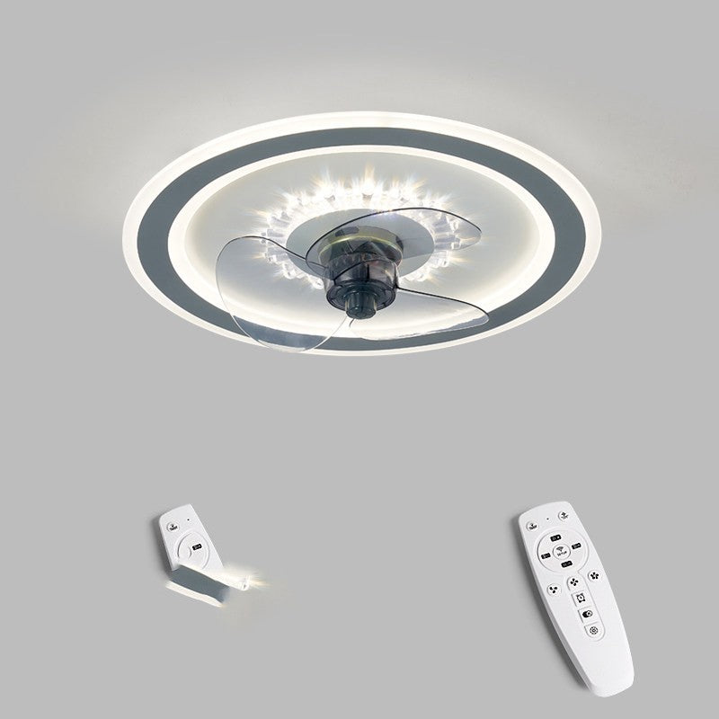Scandinavian Invisible Fan Chandelier – Acrylic & Iron LED Pendant (Ø 50 cm) – Duvencioglu