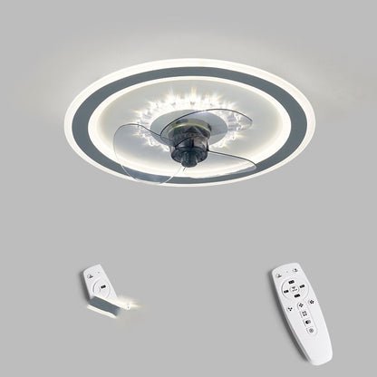 Scandinavian Invisible Fan Chandelier – Acrylic & Iron LED Pendant (Ø 50 cm) – Duvencioglu