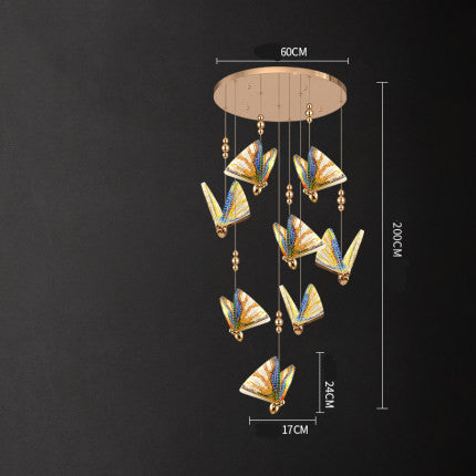 Butterfly Zinc-Alloy LED Chandelier – Remote-Control Pendant (1.5 m) – Duvencioglu