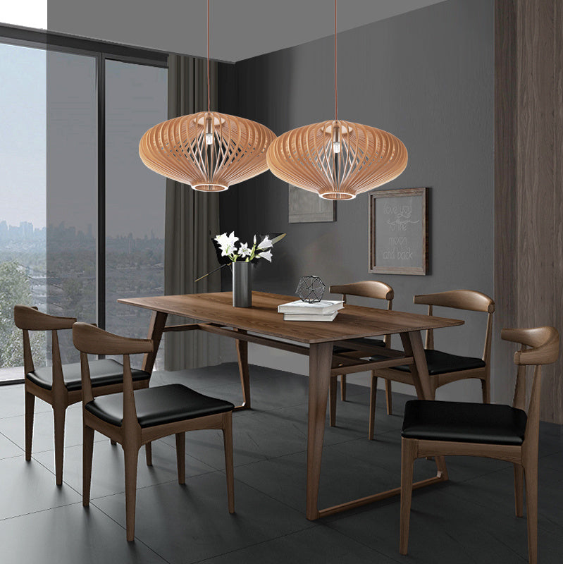 Nordic Bamboo Birdcage Wooden Chandelier – LED Art Pendant Light – Duvencioglu