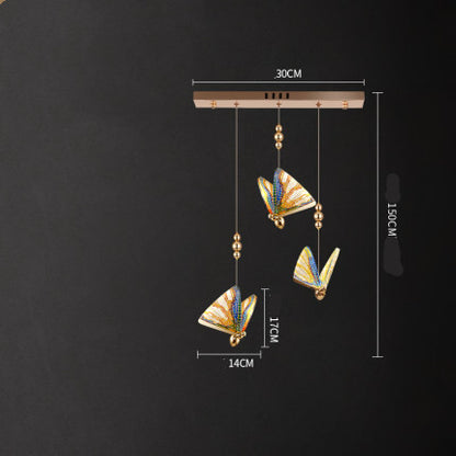 Butterfly Zinc-Alloy LED Chandelier – Remote-Control Pendant (1.5 m) – Duvencioglu