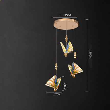 Butterfly Zinc-Alloy LED Chandelier – Remote-Control Pendant (1.5 m) – Duvencioglu