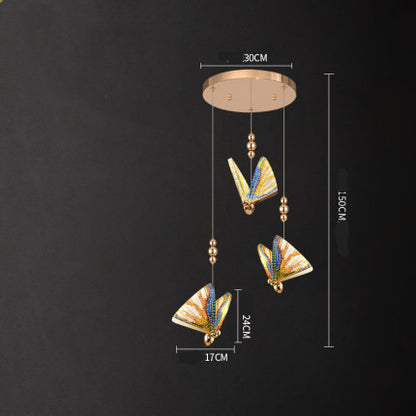 Butterfly Zinc-Alloy LED Chandelier – Remote-Control Pendant (1.5 m) – Duvencioglu