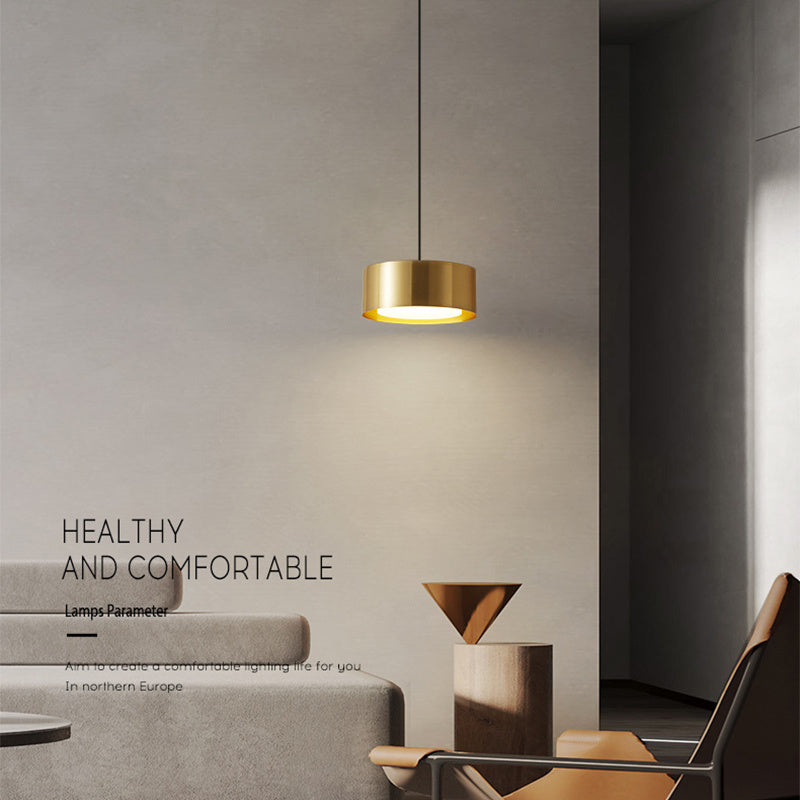 Scandinavian Single-Head LED Bedside Chandelier – Small Iron Pendant – Duvencioglu