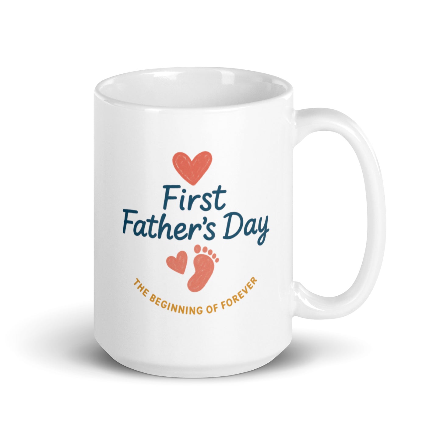 First Father&#39;s Day Mug – The Beginning of Forever Design – New Dad Gift – Cute and Sentimental Coffee Cup – Baby and Dad Present – Duvencioglu